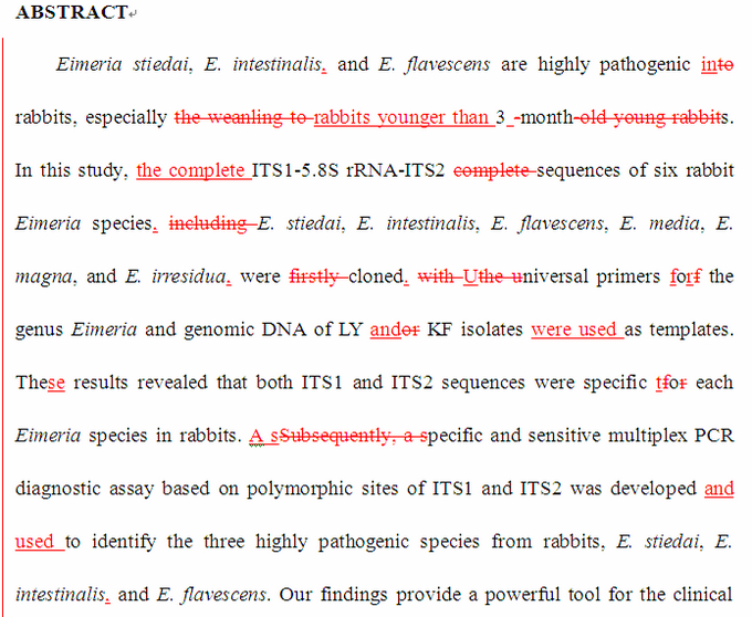 SCI论文英语润色范,Veterinary Parasitology( IF 2.381)发表案例